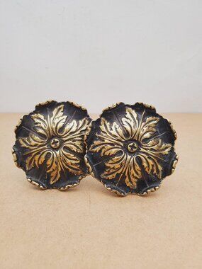 Pair of 2 Vintage Gold solid brass Hook Or Curtain Tie Back Wall Mounted Hook